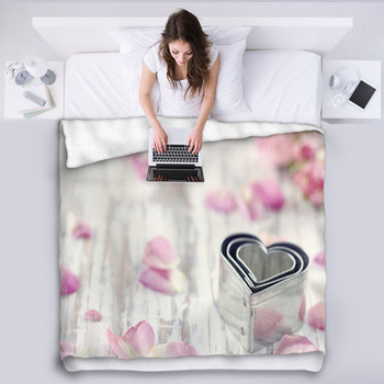 Heart Shaped Cookie Cutters On Wooden Fleece Blanket