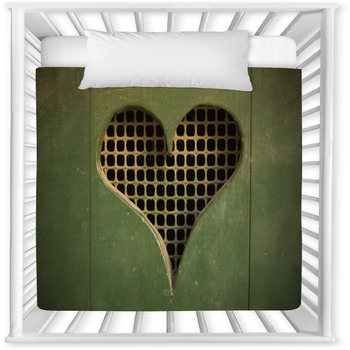 Heart Shaped Cut-out On Wooden Door Baby Crib Comforter