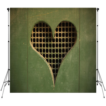 Heart Shaped Cut-out On Wooden Door Fleece Backdrop