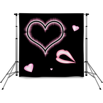 Heart With Lips Pole Pocket Backdrop