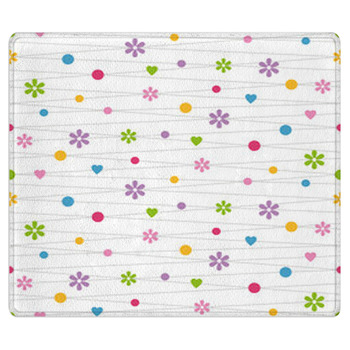 Hearts Flowers And Dots Pattern Bath Mat