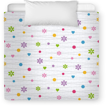 Hearts Flowers And Dots Pattern Toddler Duvet