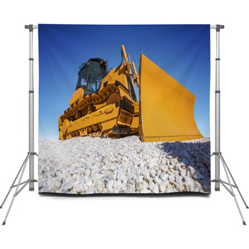 Heavy Bulldozer At Construction Custom Size Backdrop
