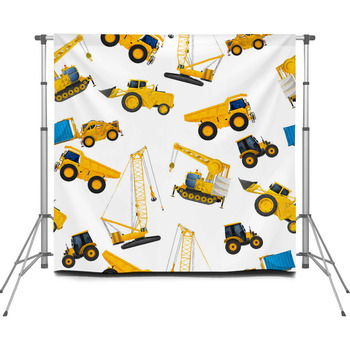 Heavy Machinery Watercolor Pattern Custom Size Backdrop