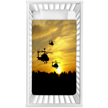 Helicopter Silhouettes On Sunset Baby Crib Comforter