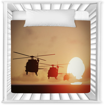 Helicopters Sun Set Baby Crib Comforter