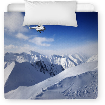 Heliski In Snowy Mountains Toddler Duvet
