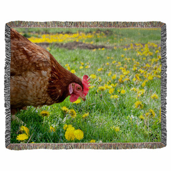 Hen In The Meadow Woven Throw Blanket