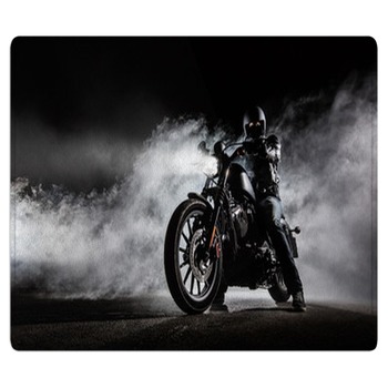 High Power Motorcycle Chopper With Man Rider At  Area Rug