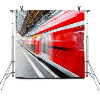 High Speed Train At Station Platform Fleece Backdrop