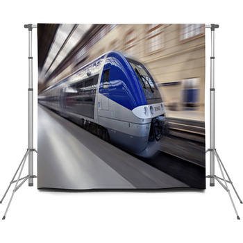 High-speed Train In Motion Custom Size Backdrop