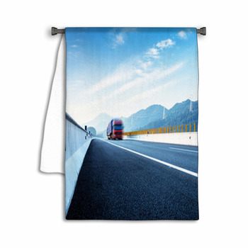 Highway And Red Truck Towel