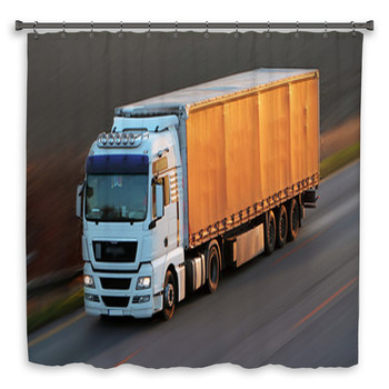 Highway With Cars And Truck Custom Size Shower Curtain