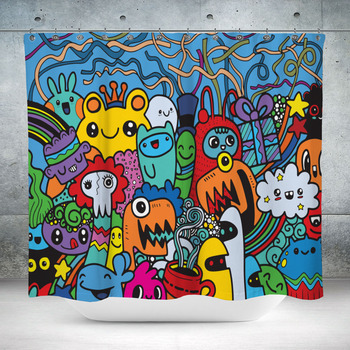 Hipster Hand Drawn Crazy Custom Size Shower Curtain