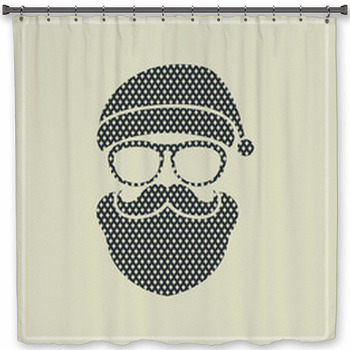Manly Shower Curtain Mustache Motif Retro Print for Bathroom 