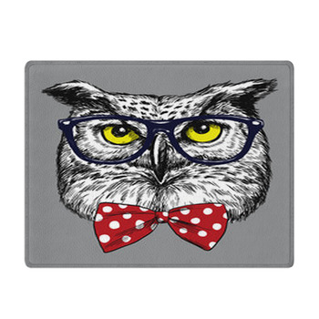 Hipster Owl With Glasses And Bow Tie Glasses Bath Mat