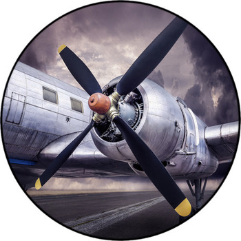 Historic Aircraft On A Runway Against A Round Rug