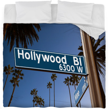 Hollywood Boulevard With Sign Fleece Bed Blanket