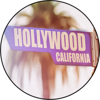 Hollywood California Street Sign Round Rug