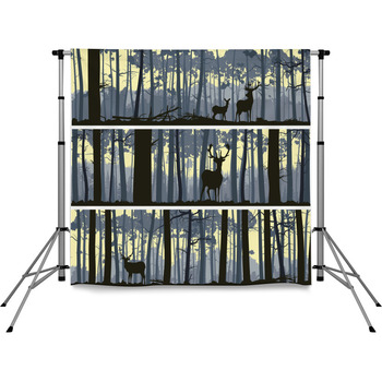 Horizontal Banners Of Wild Animals  Pole Pocket Backdrop