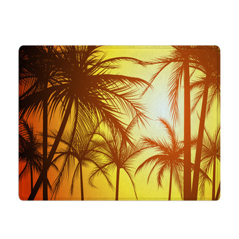 Horizontal Illustration Silhouettes Of Palms. Bath Mat