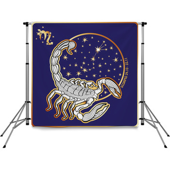 7x10 FT Zodiac Scorpio Vinyl Photography Background Backdrops,Circle Shapes with Waves Pattern and an Ornamental Scorpion Background for Photo Backdrop Studio Props Photo Backdrop Wall 