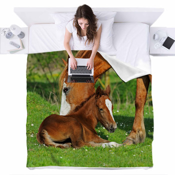 Horse Fleece Bed Blanket