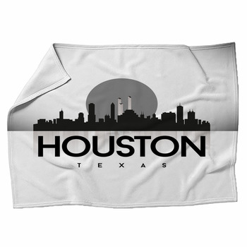 Houston Texas Usa Skyline Silhouette Fleece Blanket