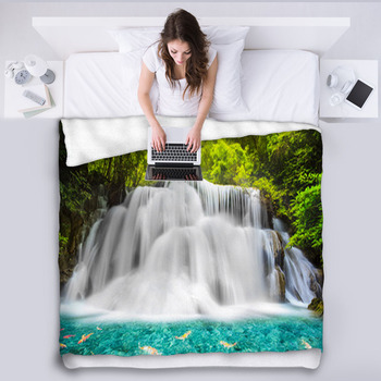 Huai Mae Kamin Waterfall Fleece Blanket