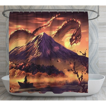 Huge Fantastic Dragon Digital Illustration Shower Curtain