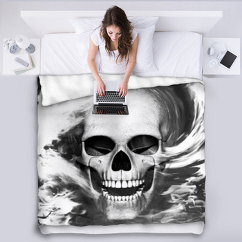 Human Skull With Smoke Fleece Blanket