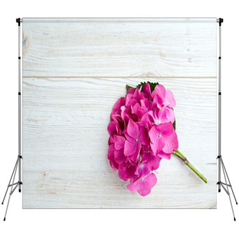 Hydrangea Flower On Wooden Surface Fleece Backdrop