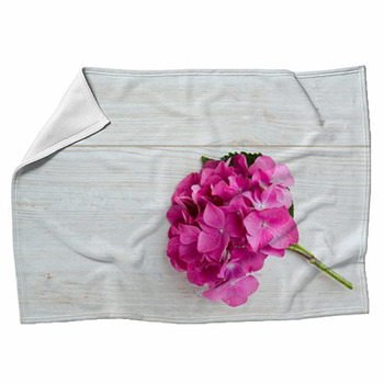 Hydrangea Flower On Wooden Surface Fleece Blanket