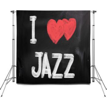 I Love Jazz On Chalkboard Custom Size Backdrop