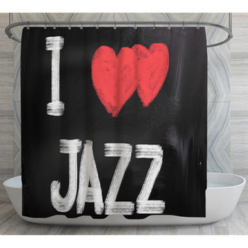 I Love Jazz On Chalkboard Shower Curtain