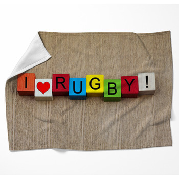 I Love Rugby - Sign Woven Throw Blanket
