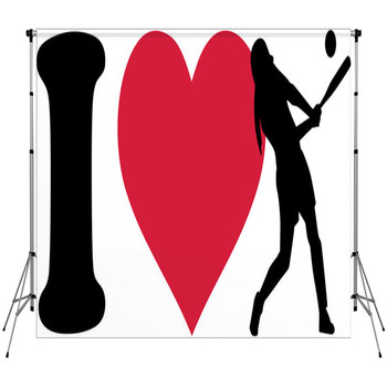 I Love Softball Player Custom Size Backdrop
