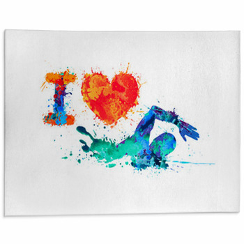 I Love Swimming Swimmer Of Splash Paint Area Rug