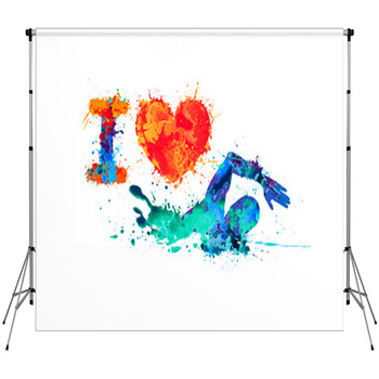 I Love Swimming Swimmer Of Splash Custom Size Backdrop