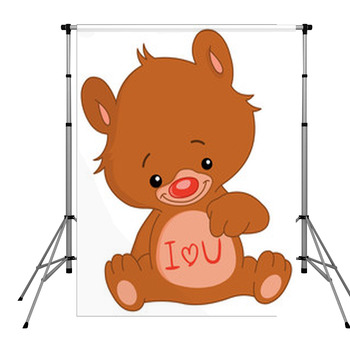 I Love U Teddy Bear Pole Pocket Backdrop