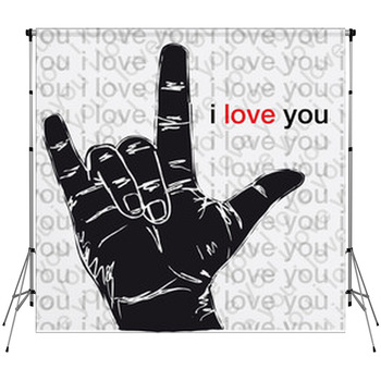 I Love You Hand Symbolic Gestures. Fleece Backdrop