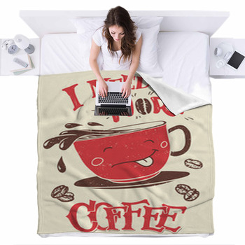 I Need More Coffee Hand Lettering Fleece Bed Blanket