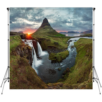 Iceland Landscape Spring Panorama At Fleece Backdrop