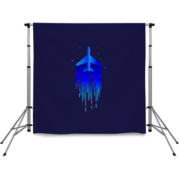 Icon Plane Rainbow Beautiful Pole Pocket Backdrop