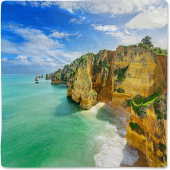 Idyllic Beach Landscape At Lagos, Algarve, Baby Blanket