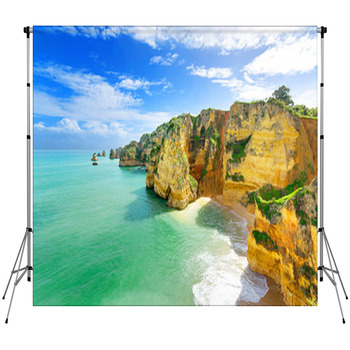 Idyllic Beach Landscape At Lagos, Custom Size Backdrop