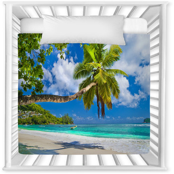 Idyllic Tropical Scenery - Baby Crib Comforter