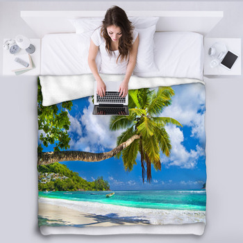 Idyllic Tropical Scenery - Seychelles Fleece Blanket