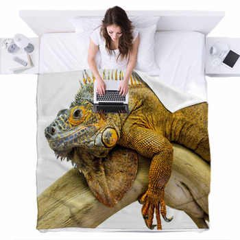 Iguana Reptile Animal Fleece Bed Blanket