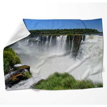 Iguazu Falls View From Argentina Woven Throw Blanket